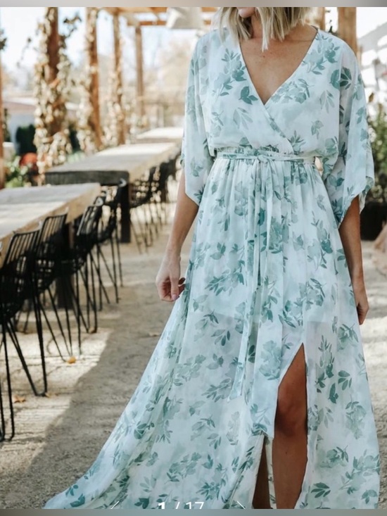 Baltic Born Dresses & Skirts - Baltic Born Kia Kimono f maxi  Floral Maxi Dress Medium Sage green m